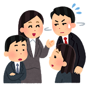 同僚の会話に入れない会社員のイラスト