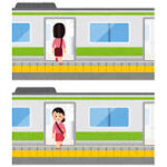 電車の乗り降りをする女性のイラスト