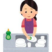 皿洗いをしている女性のイラスト